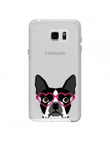 Coque Boston Terrier Lunettes Coeurs Chien Transparente pour Samsung Galaxy Note 5 - Pet Friendly