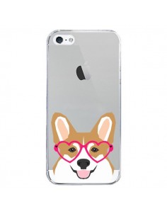 Coque iPhone 5/5S et SE Chien Marrant Lunettes Coeurs...