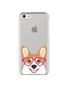 Coque iPhone 5C Chien Marrant Lunettes Coeurs...
