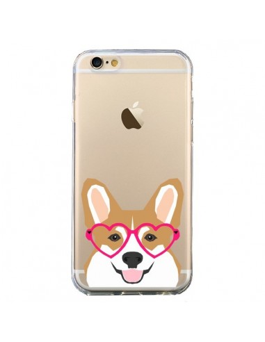 Coque iPhone 6 et 6S Chien Marrant Lunettes Coeurs Transparente - Pet Friendly