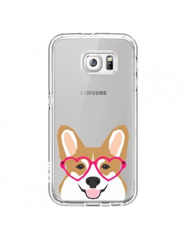 Coque Chien Marrant Lunettes Coeurs Transparente pour Samsung Galaxy S6 - Pet Friendly