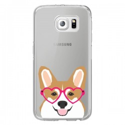 Coque Chien Marrant Lunettes Coeurs Transparente pour...