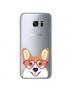 Coque Chien Marrant Lunettes Coeurs Transparente pour...