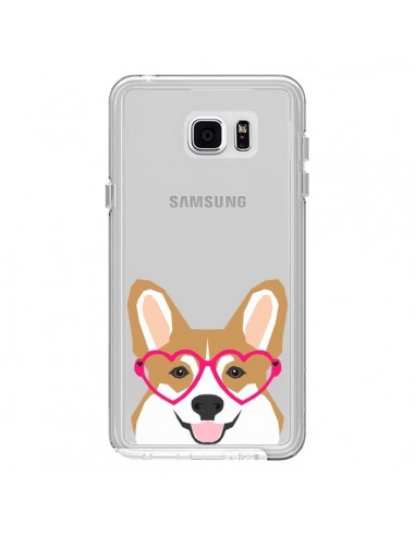 Coque Chien Marrant Lunettes Coeurs Transparente pour Samsung Galaxy Note 5 - Pet Friendly
