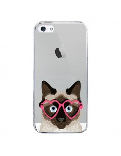 Coque iPhone 5/5S et SE Chat Marron Lunettes Coeurs...