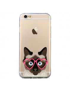 Coque iPhone 6 et 6S Chat Marron Lunettes Coeurs...