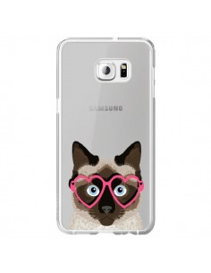 Coque Chat Marron Lunettes Coeurs Transparente pour...