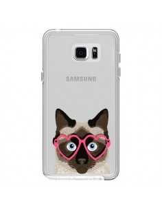 Coque Chat Marron Lunettes Coeurs Transparente pour...