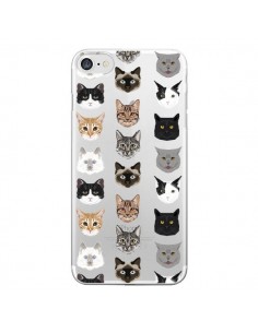 Coque iPhone 7/8 et SE 2020 Chats Transparente - Pet...