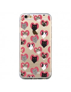 Coque iPhone 6 et 6S Chats Coeurs Transparente - Pet...