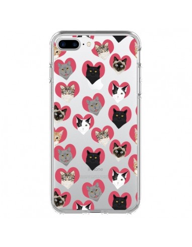 Coque iPhone 7 Plus et 8 Plus Chats Coeurs Transparente - Pet Friendly