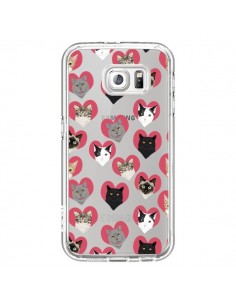 Coque Chats Coeurs Transparente pour Samsung Galaxy S6 -...
