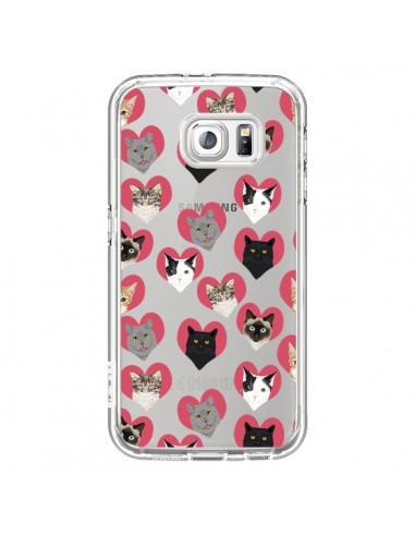 Coque Chats Coeurs Transparente pour Samsung Galaxy S6 - Pet Friendly