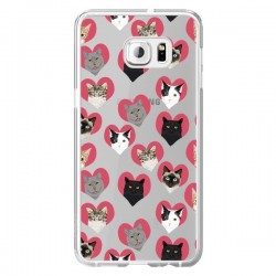 Coque Chats Coeurs Transparente pour Samsung Galaxy S6...