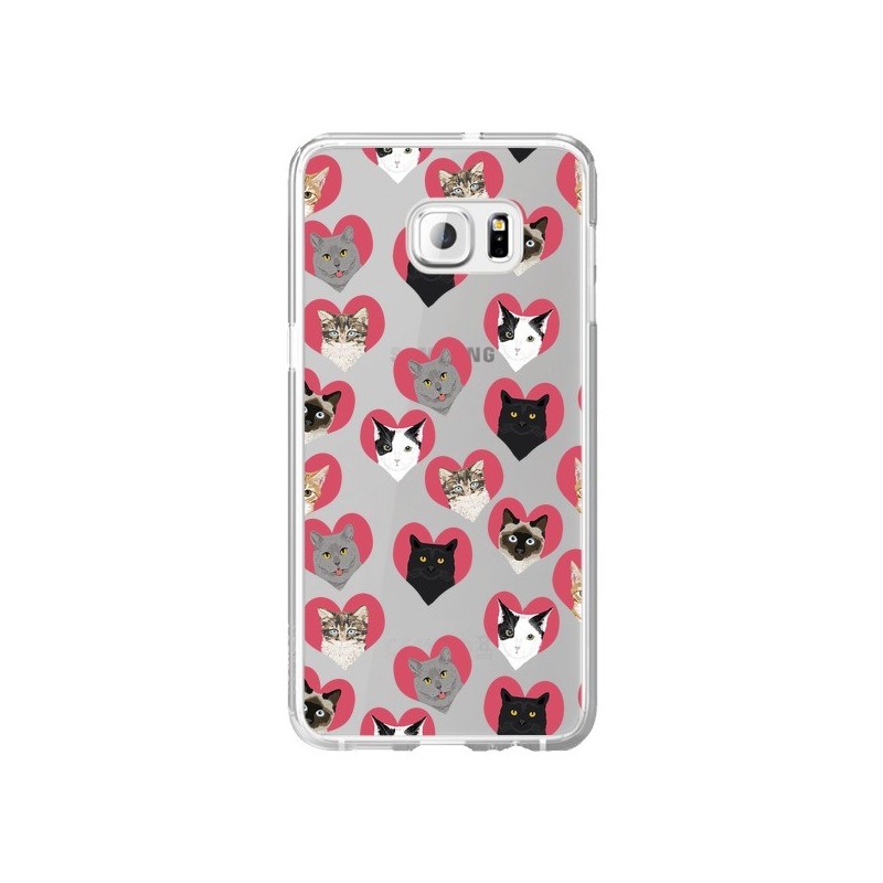 Coque Chats Coeurs Transparente pour Samsung Galaxy S6 Edge Plus - Pet Friendly