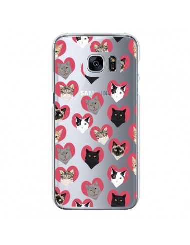 Coque Chats Coeurs Transparente pour Samsung Galaxy S7 - Pet Friendly