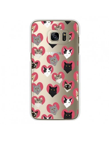 Coque Chats Coeurs Transparente pour Samsung Galaxy S7 Edge - Pet Friendly