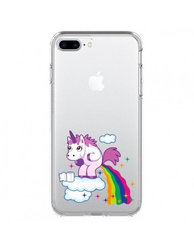 Coque iPhone 7 Plus et 8 Plus Licorne Caca Arc en Ciel Transparente - Nico
