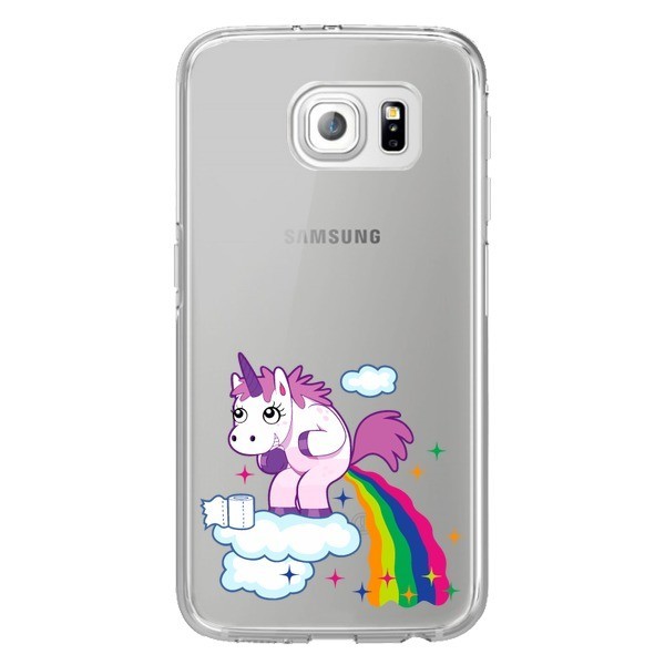 Coque Licorne Caca Arc en Ciel Transparente pour Samsung Galaxy S6 Edge - Nico