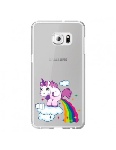 Coque Licorne Caca Arc en Ciel Transparente pour Samsung Galaxy S6 Edge Plus - Nico