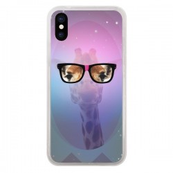 Coque iPhone X et XS Girafe Geek à Lunettes - Aurelie Scour