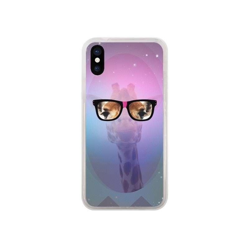 Coque iPhone X et XS Girafe Geek à Lunettes - Aurelie Scour