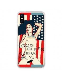 Coque iPhone X et XS God Bless Sasha Grey Actrice USA -...