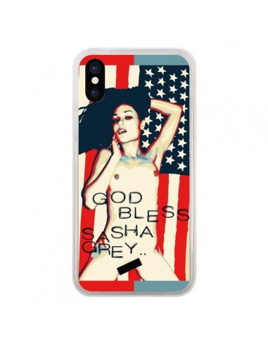 Coque iPhone X et XS God Bless Sasha Grey Actrice USA - Bertrand Carriere