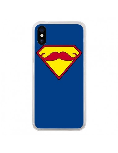 Coque iPhone X et XS Super Moustache Movember Superman - Bertrand Carriere