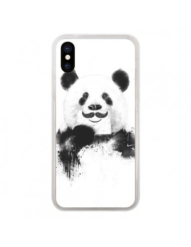 Coque iPhone X et XS Funny Panda Moustache Movember - Balazs Solti