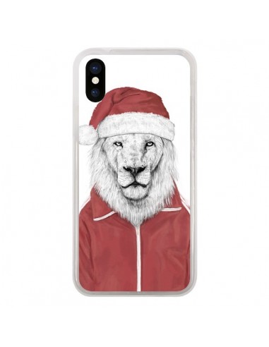 Coque iPhone X et XS Santa Lion Père Noel - Balazs Solti