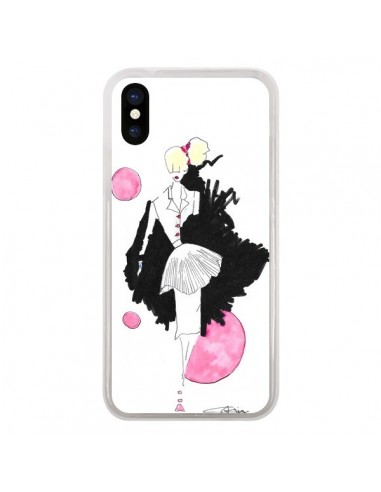 Coque iPhone X et XS Demoiselle Femme Fashion Mode Rose - Cécile