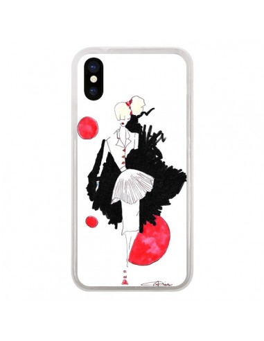 Coque iPhone X et XS Demoiselle Femme Fashion Mode Rouge - Cécile