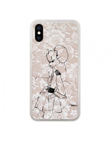 Coque iPhone X et XS Croquis Dentelle Femme Fashion Mode - Cécile