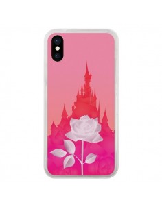 Coque iPhone X et XS Château La Belle et la Bête Rose -...