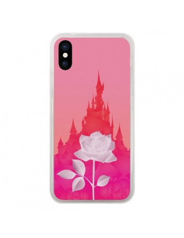 Coque iPhone X et XS Château La Belle et la Bête Rose - Enilec