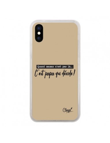 Coque iPhone X et XS C'est Papa qui Décide Beige - Chapo