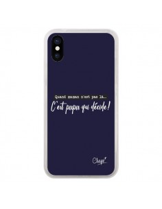Coque iPhone X et XS C'est Papa qui Décide Bleu Marine -...