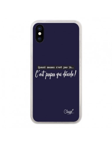 Coque iPhone X et XS C'est Papa qui Décide Bleu Marine - Chapo