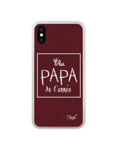 Coque iPhone X et XS Elu Papa de l'Année Rouge Bordeaux -...