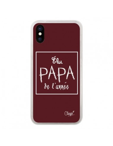 Coque iPhone X et XS Elu Papa de l'Année Rouge Bordeaux - Chapo