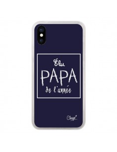 Coque iPhone X et XS Elu Papa de l'Année Bleu Marine - Chapo