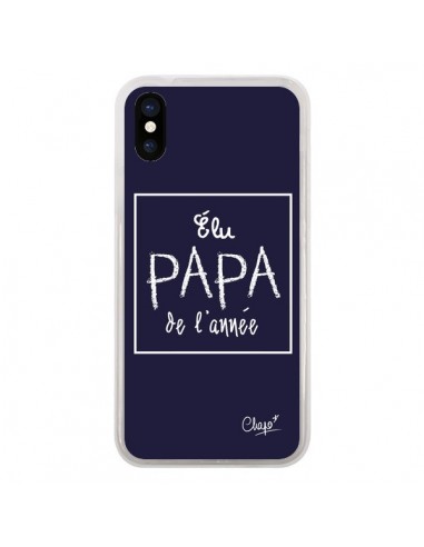 Coque iPhone X et XS Elu Papa de l'Année Bleu Marine - Chapo