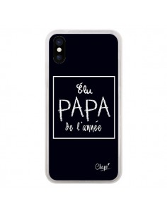 Coque iPhone X et XS Elu Papa de l'Année Noir - Chapo