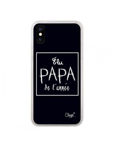 Coque iPhone X et XS Elu Papa de l'Année Noir - Chapo