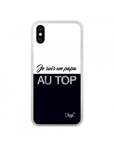 Coque iPhone X et XS Je suis un Papa au Top Noir - Chapo