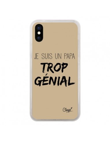 Coque iPhone X et XS Je suis un Papa trop Génial Beige - Chapo