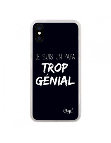 Coque iPhone X et XS Je suis un Papa trop Génial Noir - Chapo