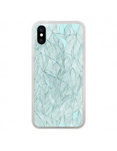 Coque iPhone X et XS Courbes Meandre Bleu Vert Nuageux -...