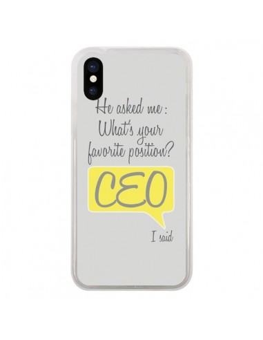 Coque iPhone X et XS What's your favorite position CEO I said, jaune - Shop Gasoline